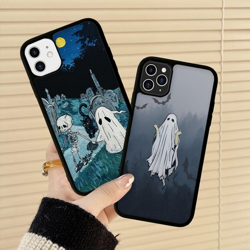 Cartoon Spooky Ghost Phone Case Silicone PC+TPU For For IPhone 11 12 13 14 15 16 Plus Pro Max Cover