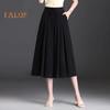 Women Cropped Pants Elastic High Waist Adjustable Drawstring Culottes Solid Color Wide Leg Casual Pants Daily Wear