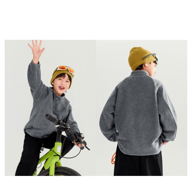 Boy S Fleece Jacket Stand Collar Long Sleeve Casual Autumn School Outerwear