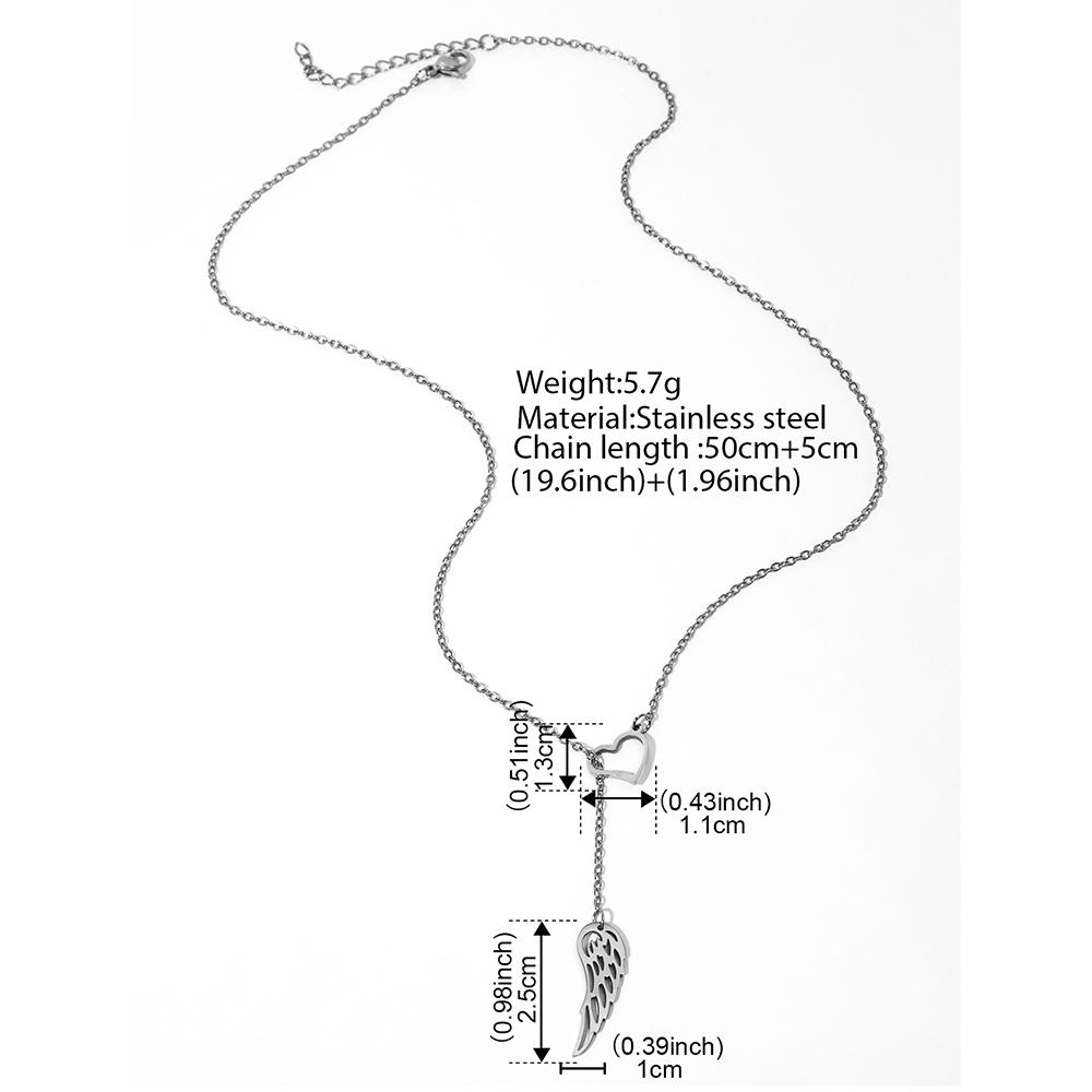 Stainless Steel Necklaces Elegant Heart Feather Pendant Clavicle Chain Fashion Exquisite Necklace For Women Jewelry Wedding Gift