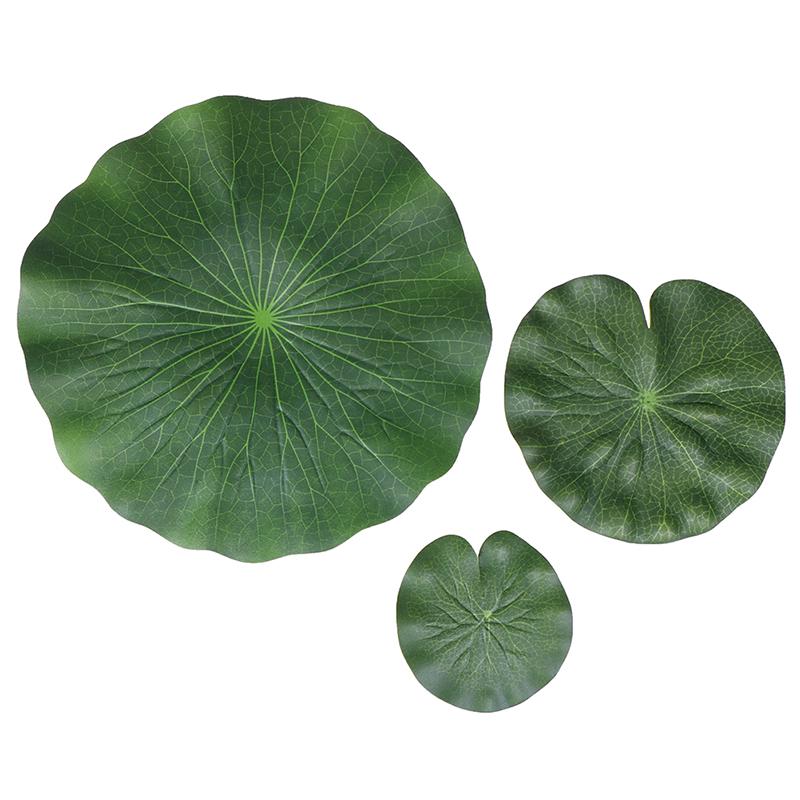 Pack Of 9 Artificial Floating Foam Lotus Leaves Water Lily Pads Ornaments Green