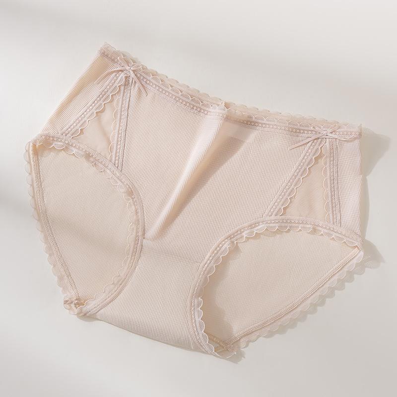 

Женские тонкие сексуальные трусы-слипы с кружевной отделкой из сетки, антибактериальные, дышащие, со средней посадкой, для весны и лета M кофейный