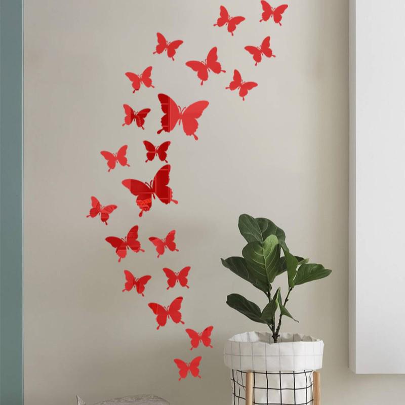 Butterfly Crystal Mirror 3D Wall Sticker for Bedroom or Living Room Decoration