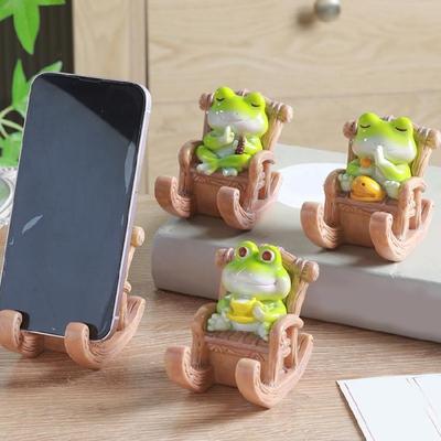 Support de téléphone de bureau Résine Forme de grenouilles Support pour smartphone Ornement décoratif de bureau Pour la maison le bureau l'école
