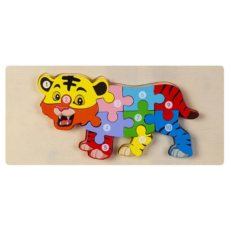 3D Wooden Buckle Puzzle: Educational Toy for Early Learning - Numbers, Transportation, and Animal Blocks