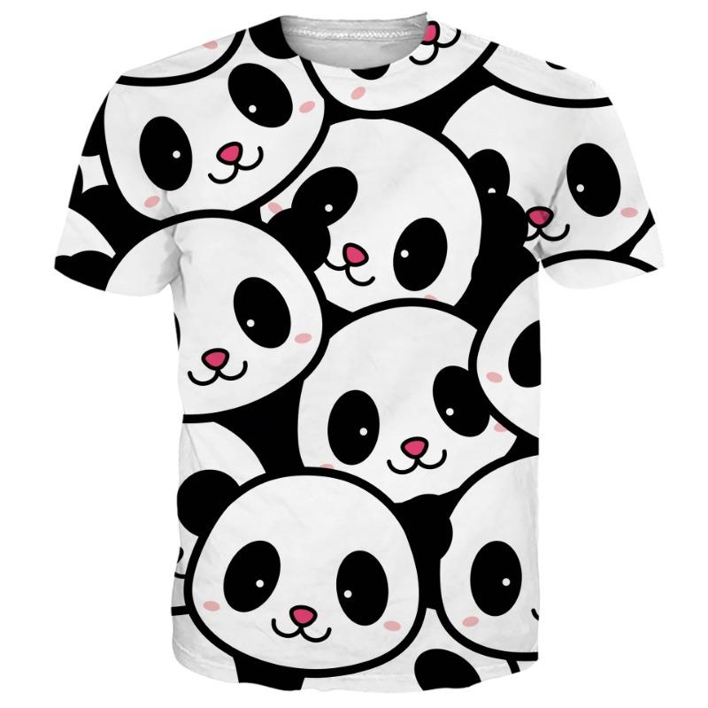 Osvěžující 3D digitálně potištěné roztomilé kreslené panda pánské letní tričko s krátkým rukávem a kulatým výstřihem