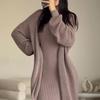 Russian Autumn/Winter Casual Round Neck Lazy Style Knitted Cardigan Set Dress