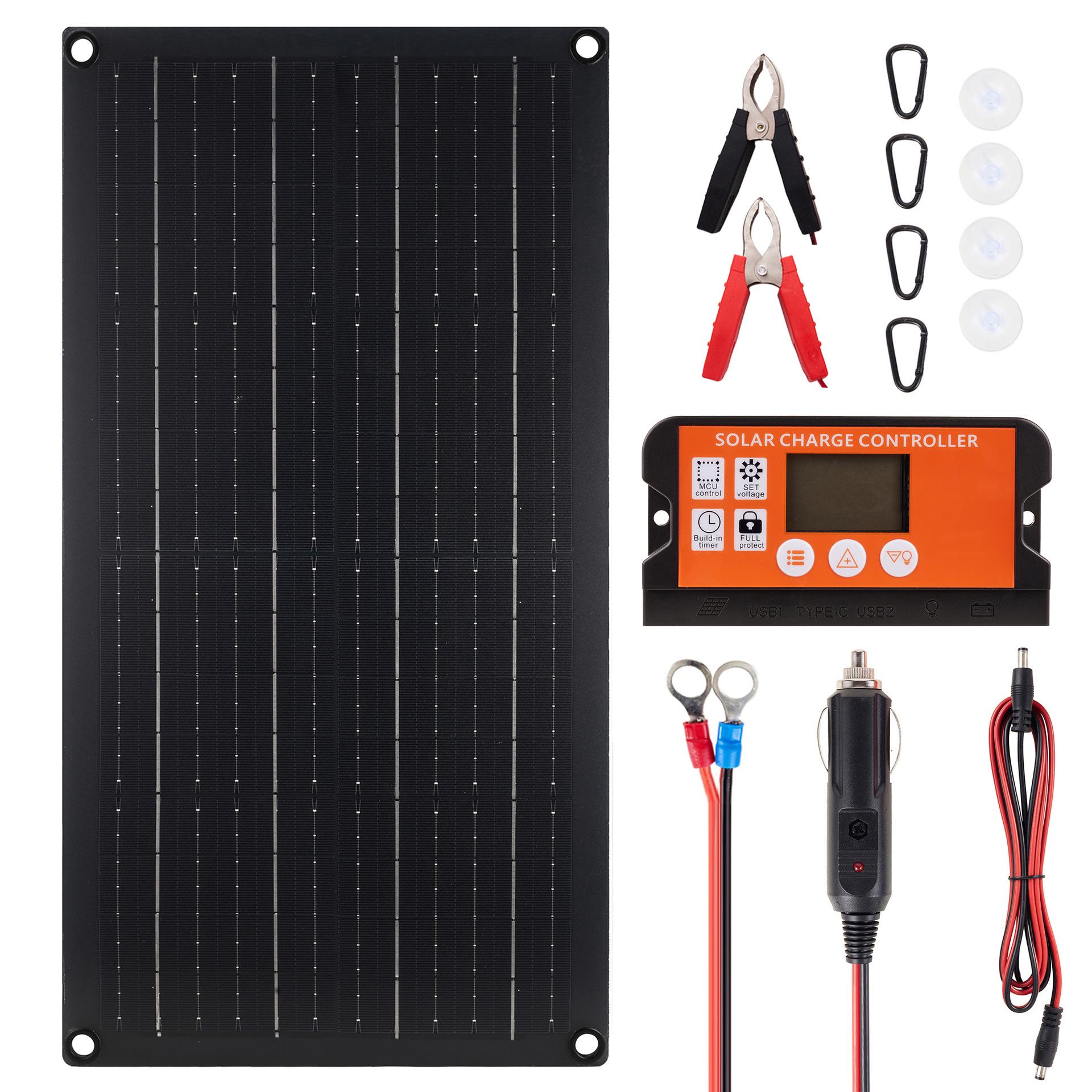 

20W High-Efficiency Solar Panel with Controller for 12V Lead-Acid & Lithium Batteries, Parallel Compatible up to 200W 24V
