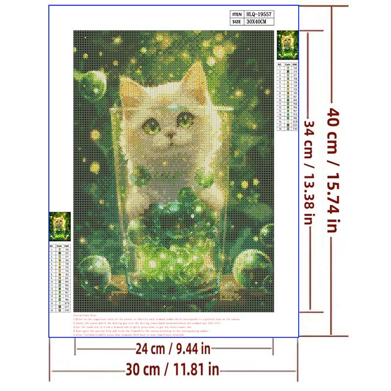 5d DIY Diamond Painting Cross Stitch Cat In The Glass Cup Animal Diamond Embroidery Mosaic Full Round Drill Home Decor Arts