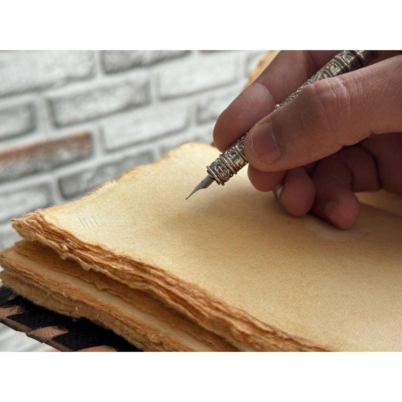 Handmade Leather Spellbook Journal - 7x5 Inch Fantasy Notebook with Eye Design, , Gothic Horror Grimoire, Evil Eye, Halloween