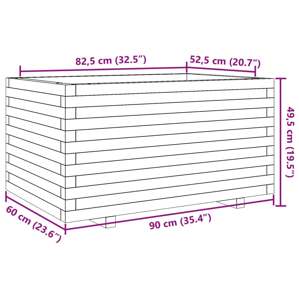White Plant Pot 90 x 60 x 49.5 cm Solid Pine Wood