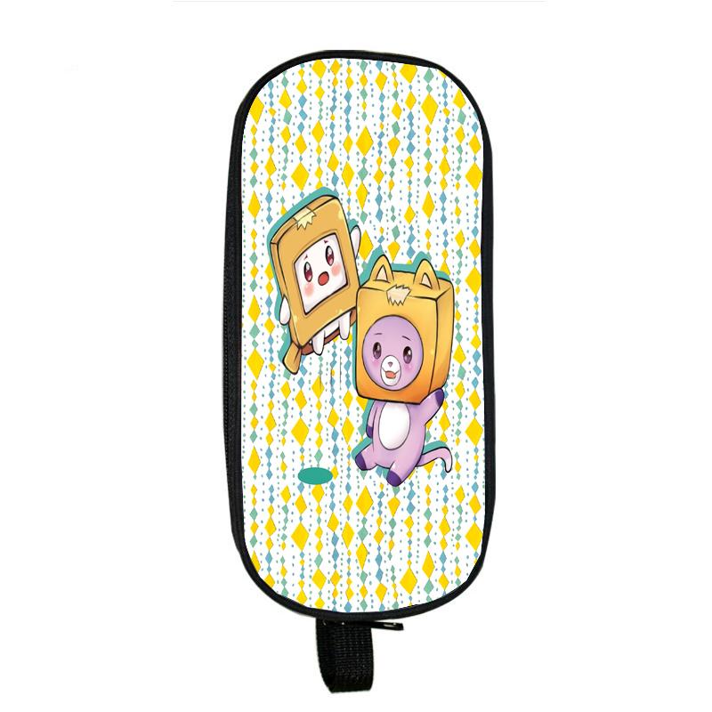 Lankybox Boxy And Foxy Robot Pencil Case Big Storage Box Portable Girls Pen Bag Double Layer School Pouch Kawaii Stationery Case