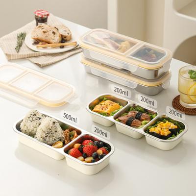 Stainless Steel Snack Containers Divided Condiment Box with Lids Lunch Box with Leak-Proof Sealed Compartments Reusable Food Container for School Home