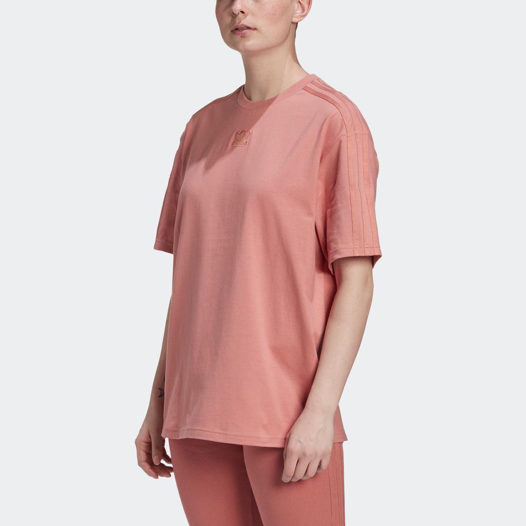 Adidas Originals Sports Lifestyle Series Retro Embroidered Logo Loose Round Neck Short Sleeve T-Shirt Women T-Shirts Smoke-Gray Pink GM6675