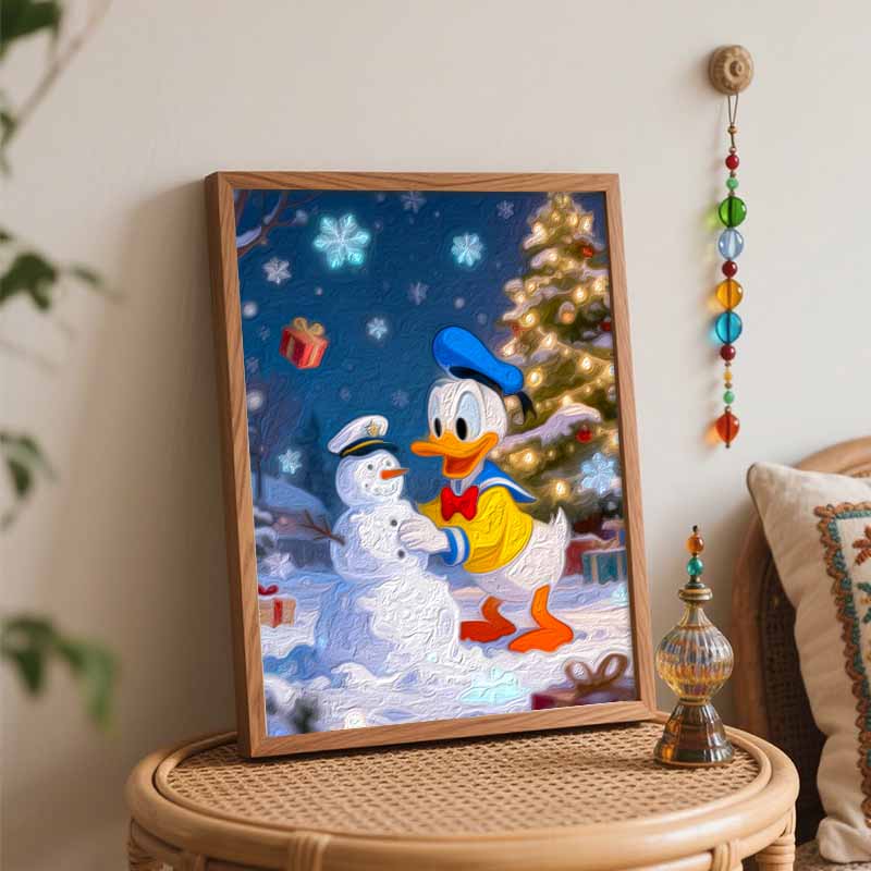 Disney Digital Oil Painting Art Kit Donald Duck Snowman Christmas Handmade Coloring Painting Home Decor