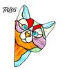Waterproof Cat Car Decal Stained Glass Window Cling, Vintage Colorful Kitty Decal, Removable Static Artistic Decoration Sticker for Door Wall