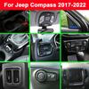 For Jeep Compass 2017 2018- ABS Plastic Car Door Sound Speaker Audio Ring Cover Carbon Fiber Water Cup Holder Frame Trim
