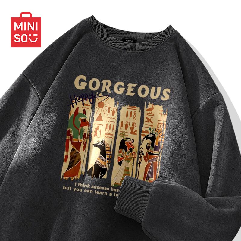 

MINISO Men s Suede Feel Loose Fit Round Neck Pullover XL