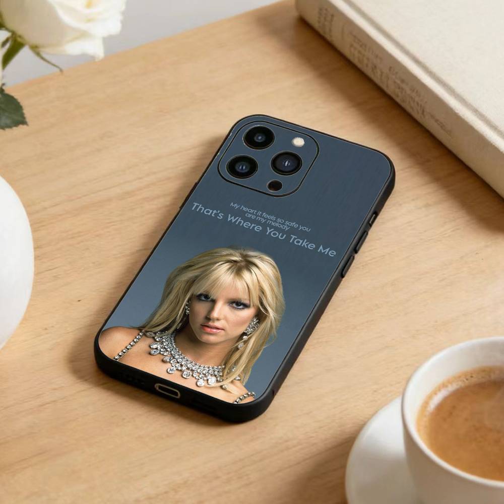 Singer V-Britney Spears Phone Case For iPhone17,16,15,14,13,12 Plus,Max Soft Silicone Black Cover