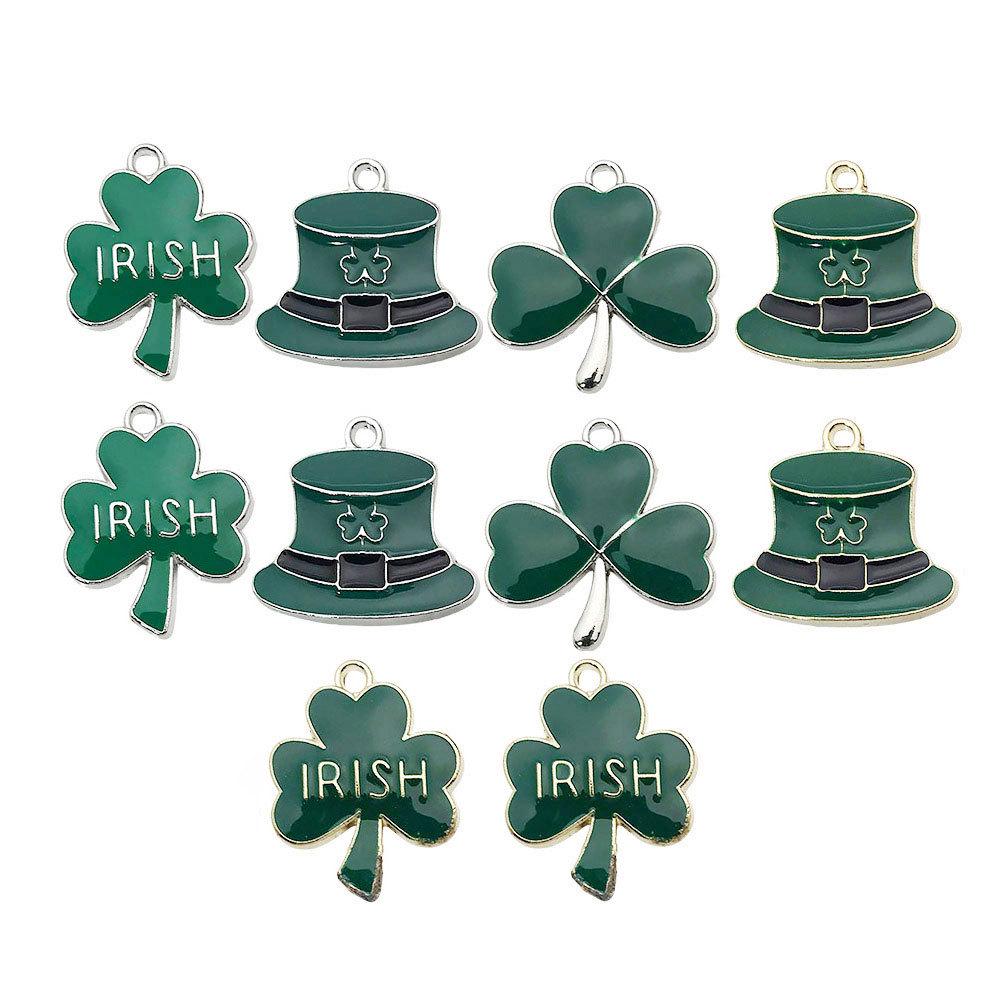 Clover Ireland DIY Jewelry: Lucky Clover Hat, Keychain, Bracelet, Earrings, Pendant, Good Luck Charm.