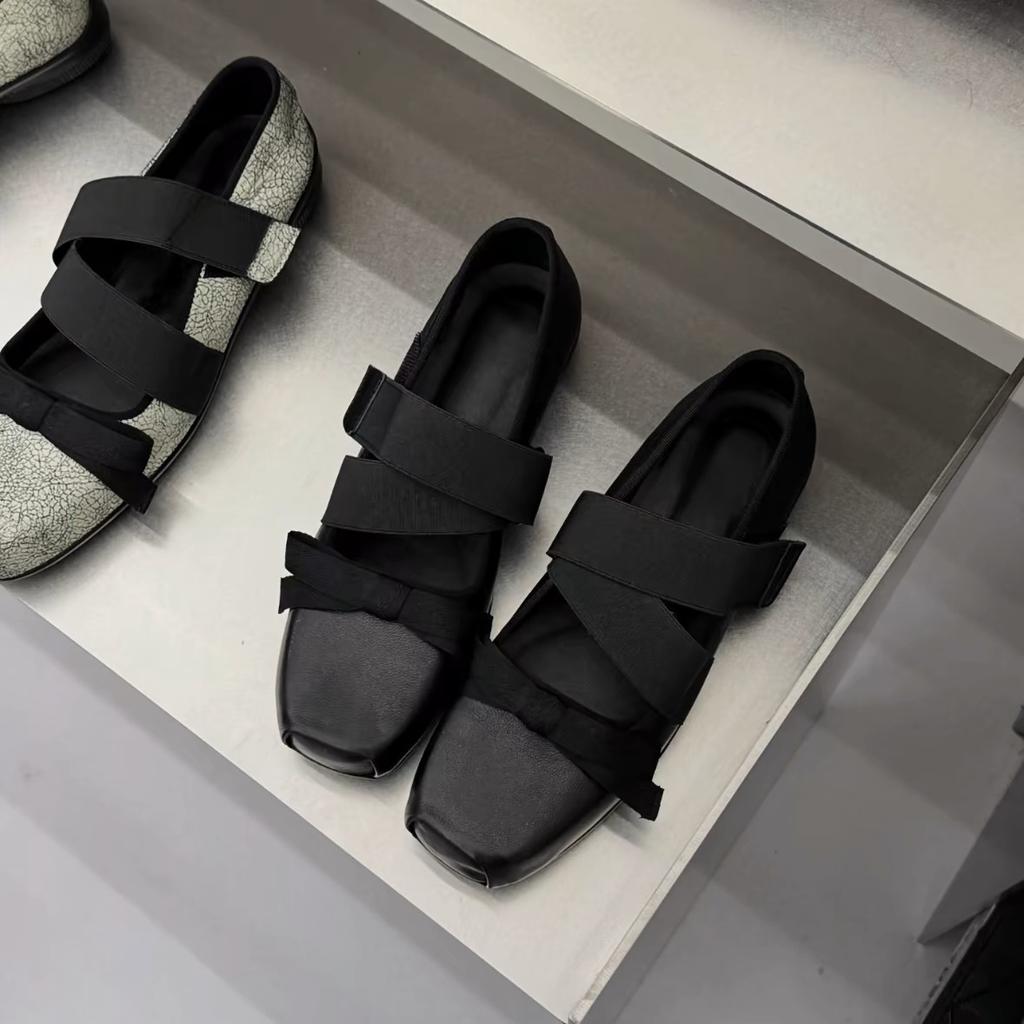 Schafsleder-Version~ Koreanisches Schleifenleder Ballett Mary Jane Einzelne Schuhe Damen Plateau Slipper Silberne kleine Lederschuhe