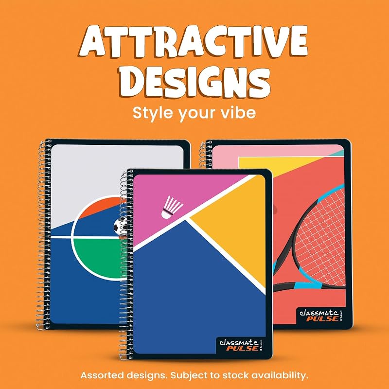 Classmate Pulse 6 Subject Spiral Notebook - Pack of 1 | Single Line | 500 Pages | A4-29.7cm x 21.0cm | Attractive Cover