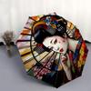 Geisha Themed Automatic Opening and Closing Umbrella, Brightly Colored 8-rib Portable Umbrella, Suitable for Men and Women, A Perfect Gift f