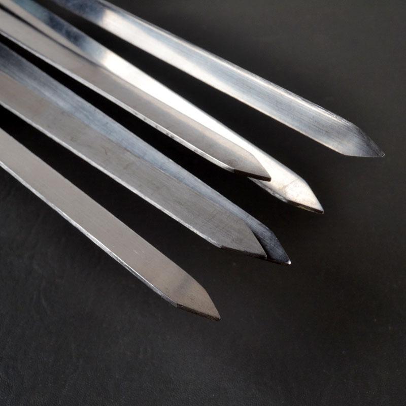 Outdoor Skewer Picnic Steel 6Pcs Camping Wide Utensil Flat Sticks Barbecue Kitchen Fork Stainless Accessories