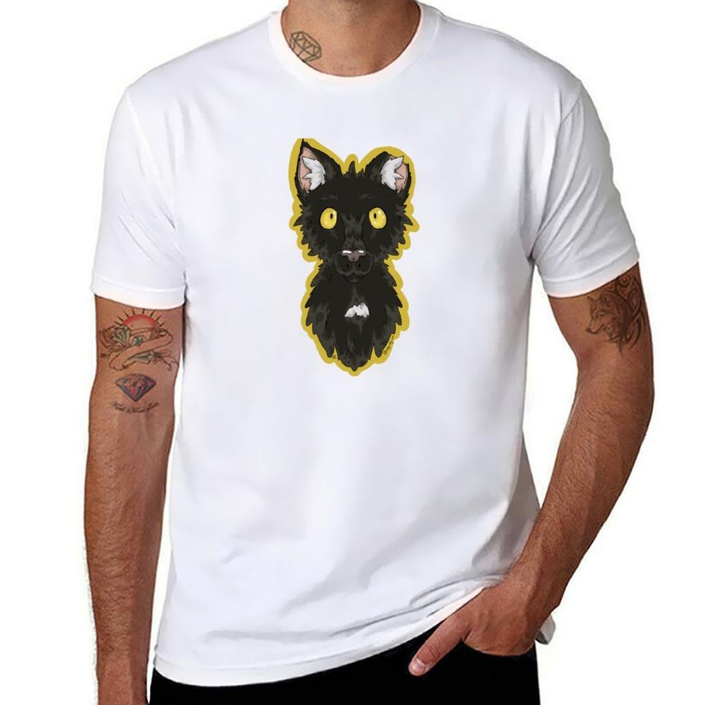 Black Cat TShirt Modern Print Casual TShirt