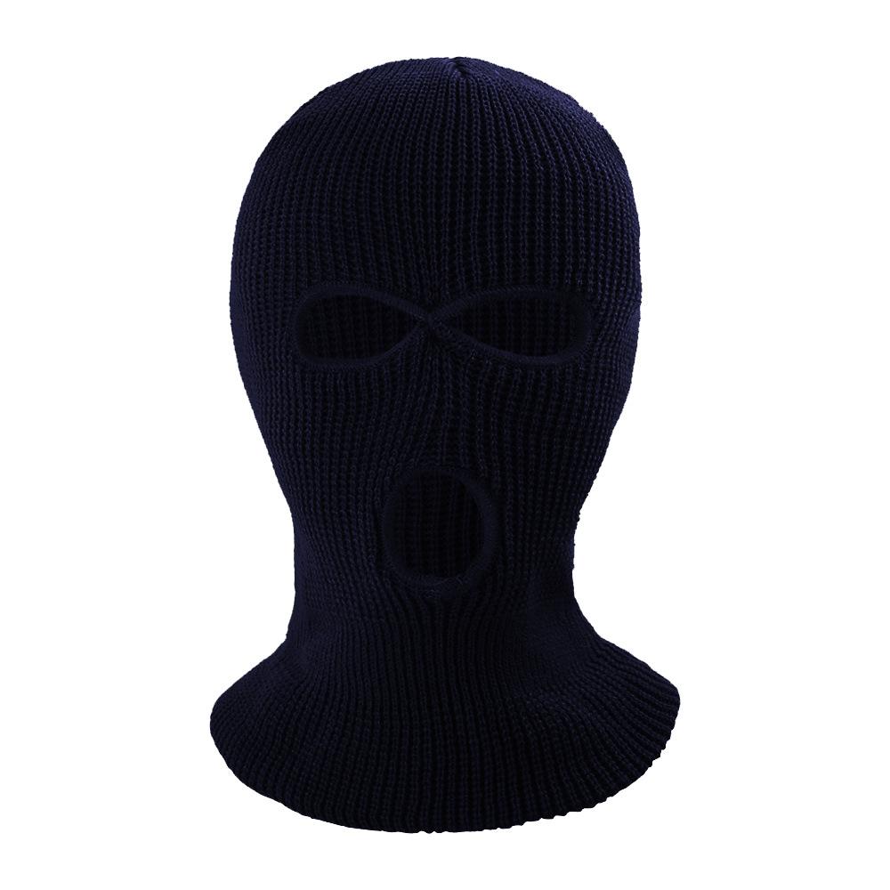Winter Warm 3-hole Ear protection Embroidery White Knitted Full Face Mask Cover Cap Ski Mask Balaclava Pack for Men