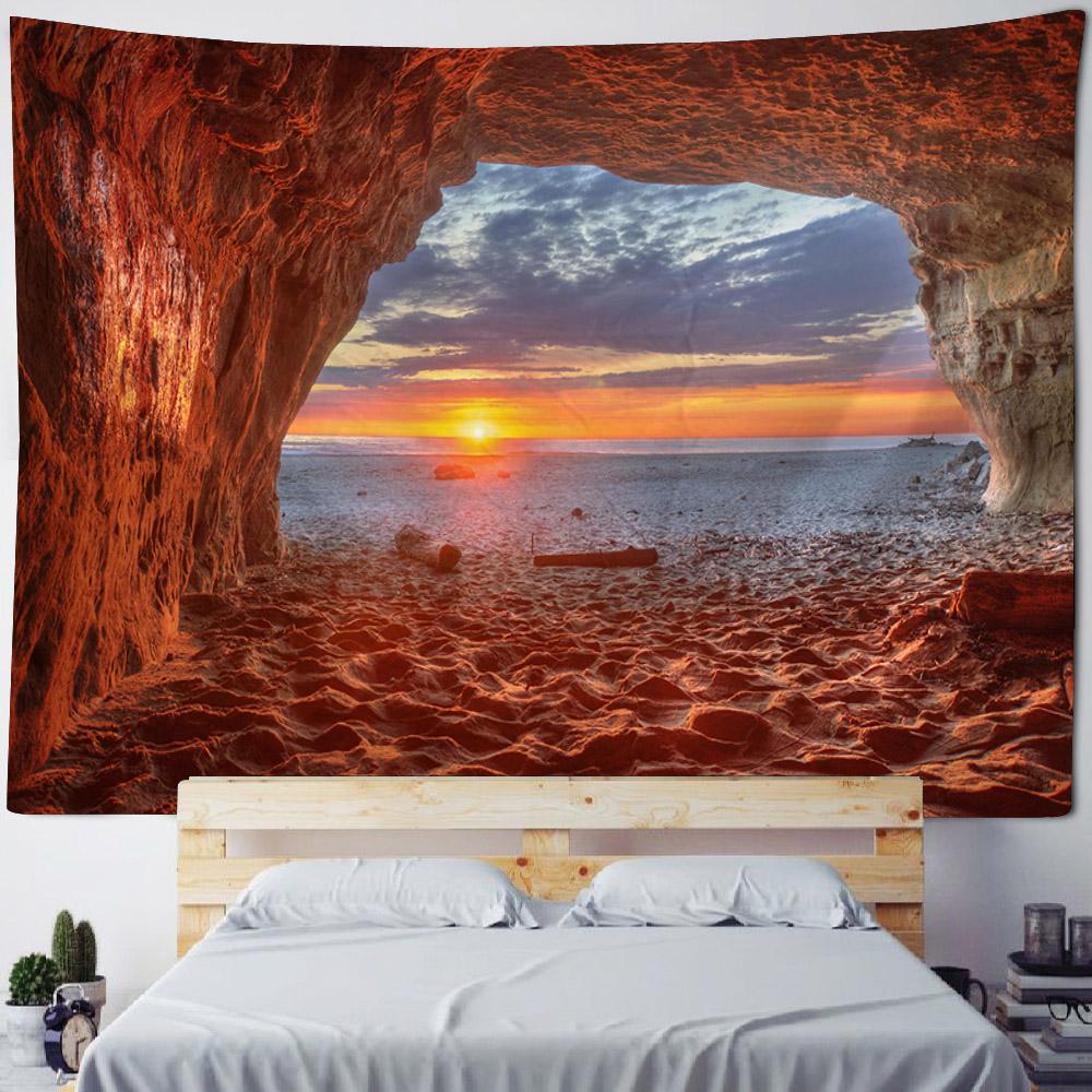 Sea View Tapestry, Bohemian Print Wall Hanging, Living Room, Bedroom Art Decoration, Beach, Sunset, Home Wall Decoration