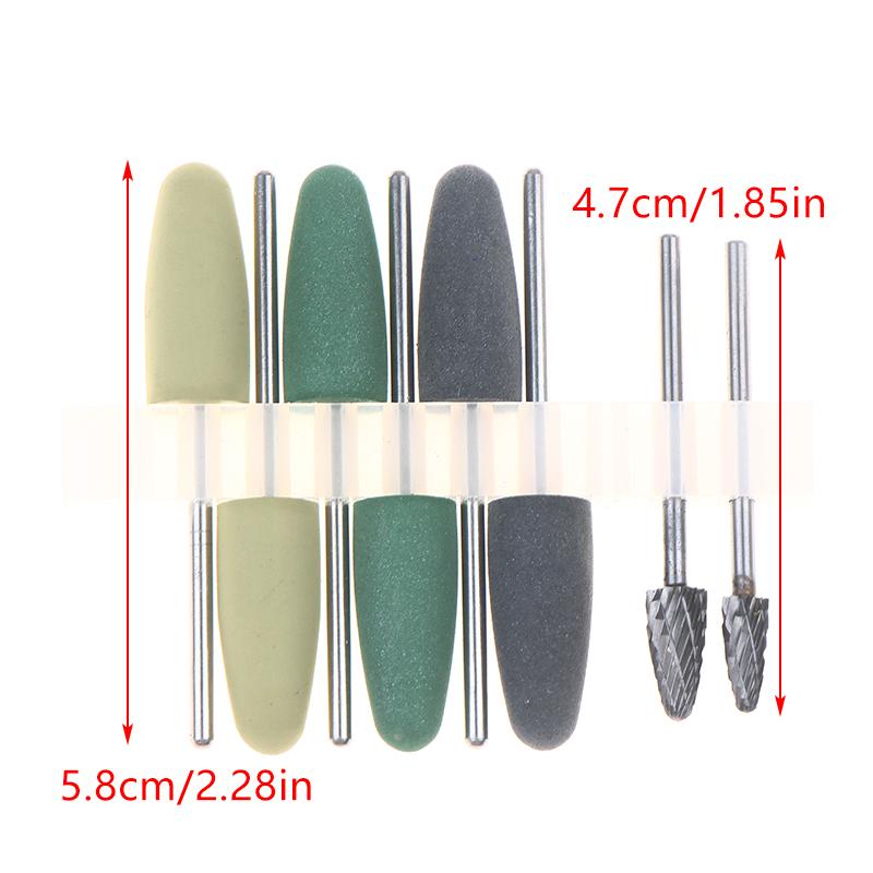Dental Resin Base Acrylic Polishing Kit Drill Polisher Rotary Tools 6Pcs Silison Rubber Polish+2Pcs Tungsten Carbide Polish