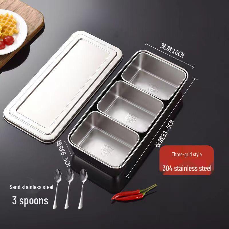 Stainless Steel Condiment and Ingredient Storage Box Set with Lids