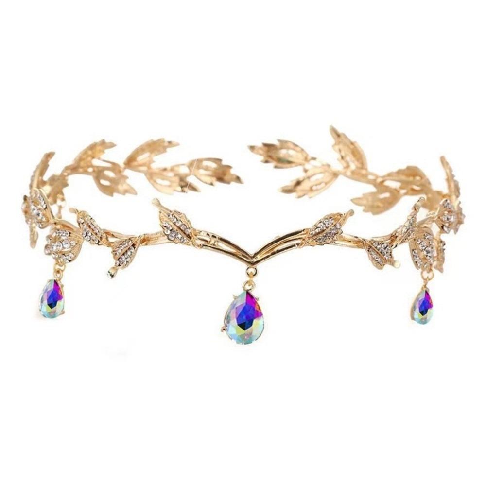 Leaves Shape Forehead Chain Rhinestone Forehead Ornaments Sweet Bride Tiara  Wedding