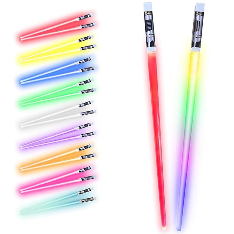 Lightsaber Chopsticks Light Up Party Supplies Cool LED Glowing Chopsticks for Concerts Halloween Birthday Holiday Carnival