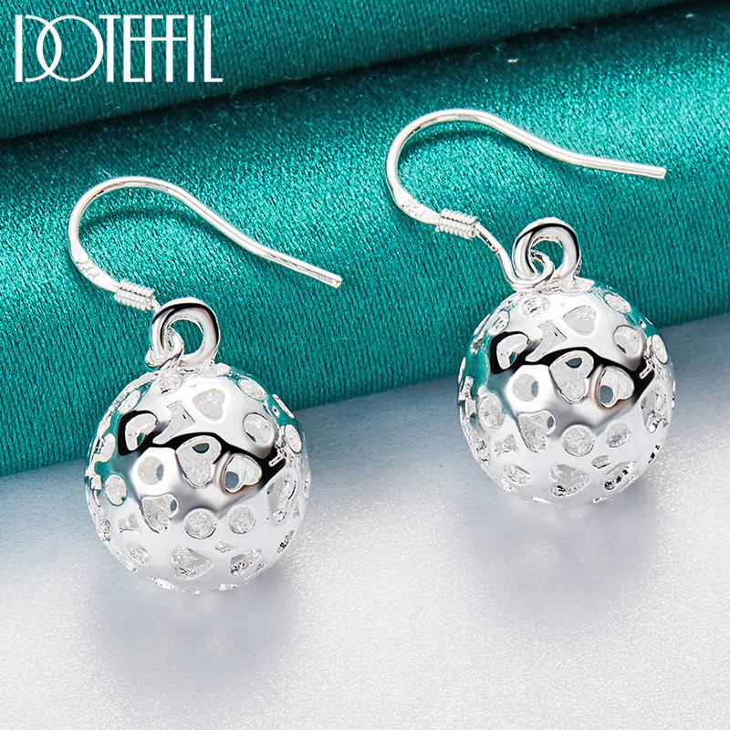 Bijuterii cercei nunta cu pandantiv cu bile goale din argint 925