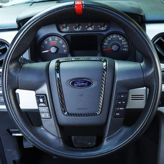 ABS Carbon Fiber Style Steering Wheel Cover Trim Decor For 2009-2014 Ford F-150