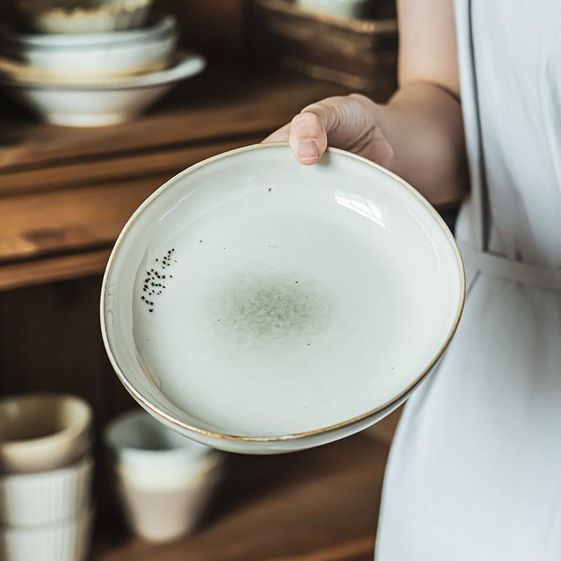 Retro Kiln Transformation Special-Shaped Bowl, Ceramic Tableware Bowl, Japanese Salad Bowl, Fruit Bowl, Household Dish Bowl, Noodle Bowl, Bowl Plate.