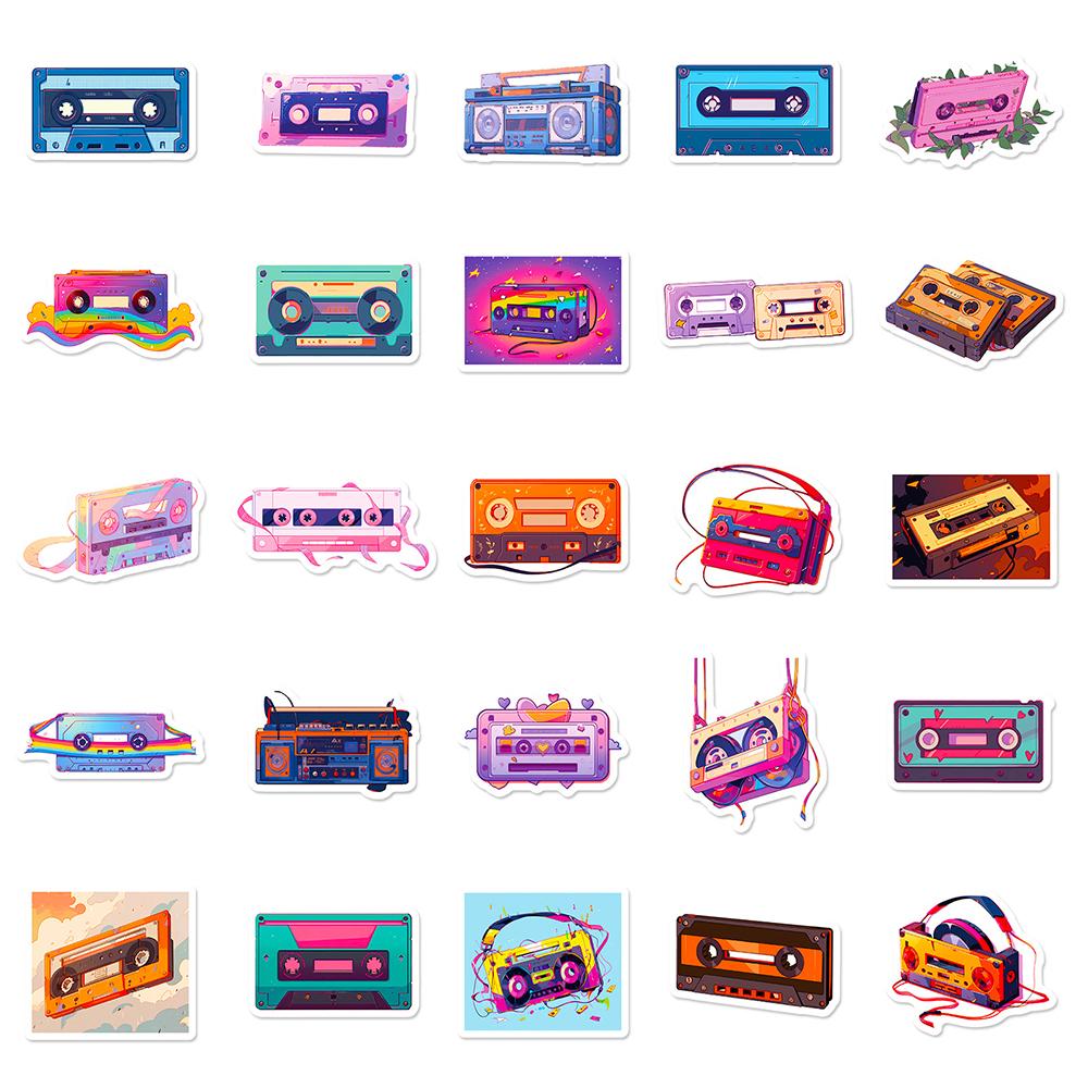 10/30/50pcs Cartoon Colorful Music Tapes Aesthetic Graffiti Stickers Cute Decals DIY Suitcase Motorcycle Bike Decoration Sticker
