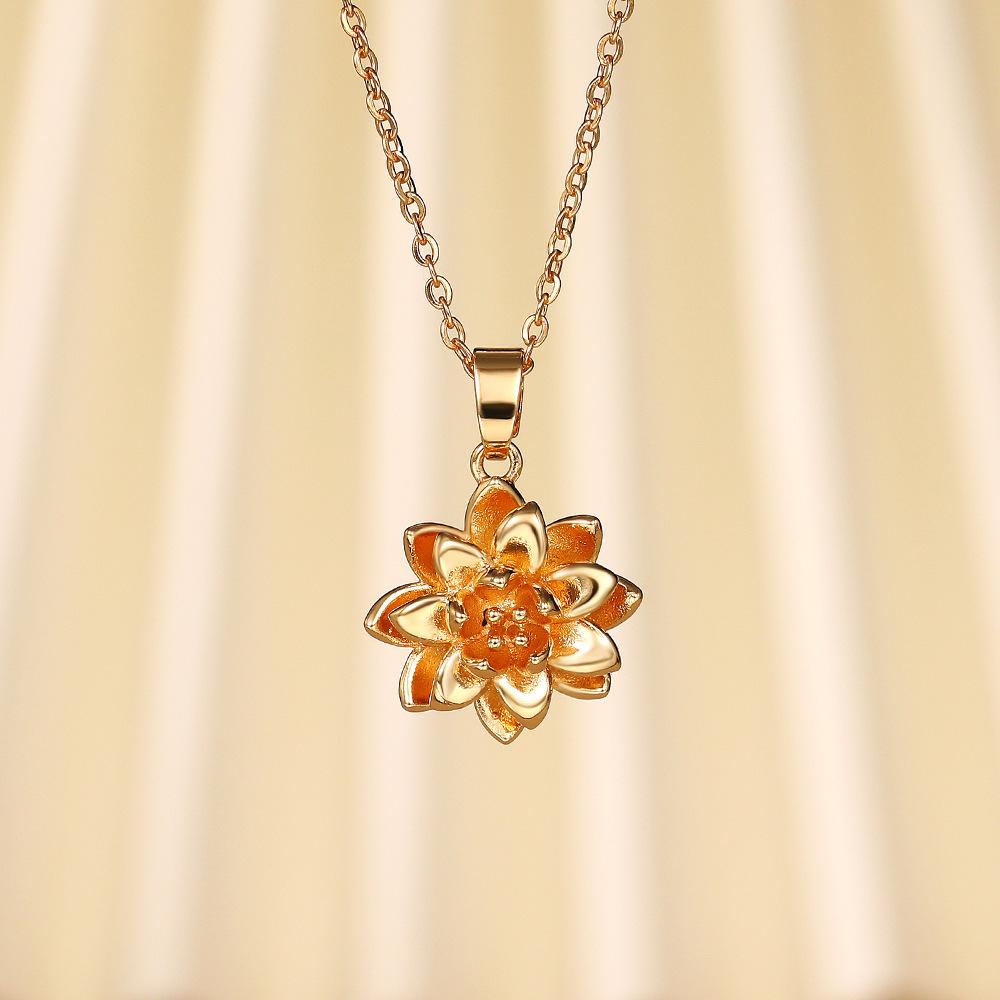 1pc Fashionable and Elegant Lotus-shaped Pendant, Personalized Multi-functional Collarbone Necklace