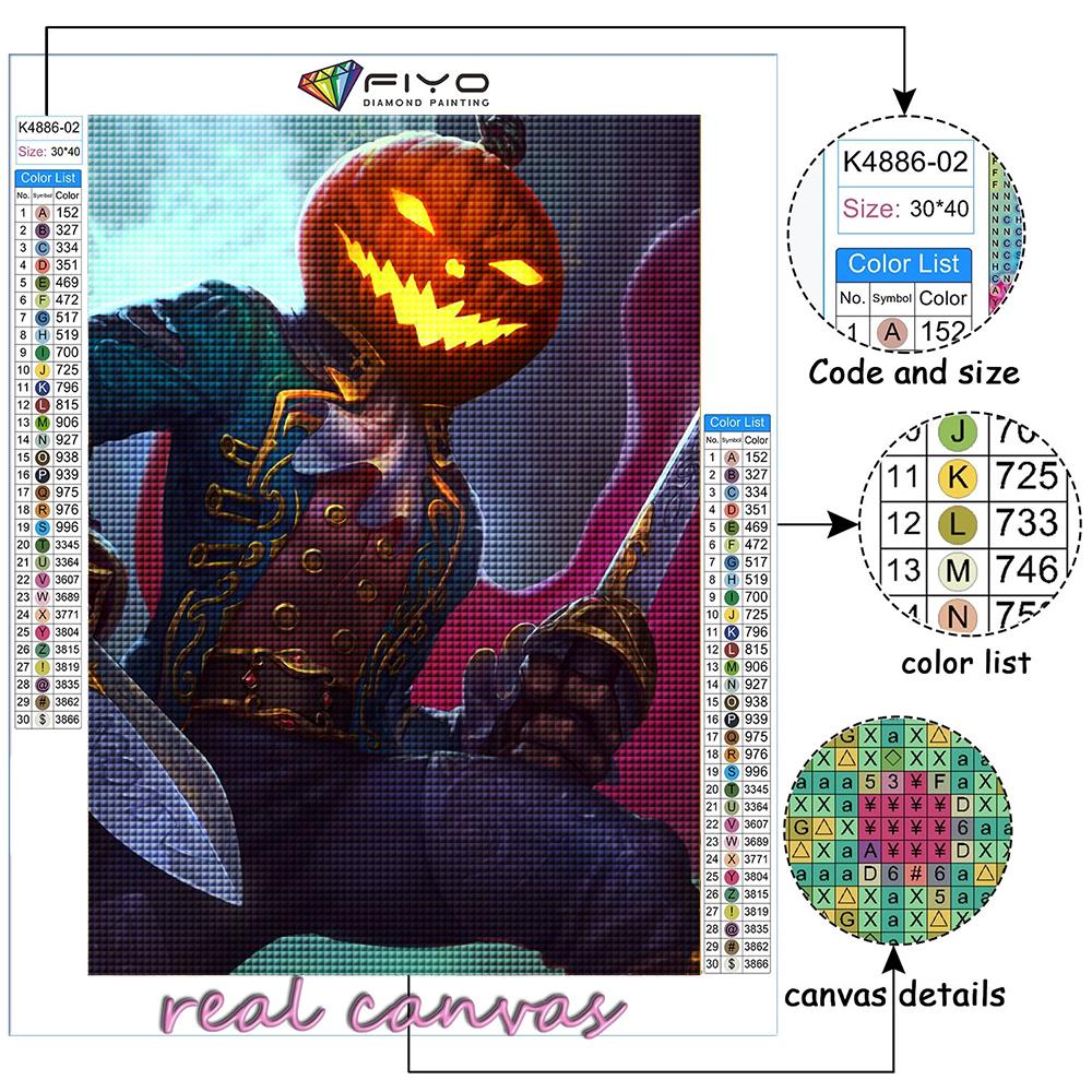 5D DIY Diamantmålning Korsstygn Halloween Skrämmande pumpahuvud Man Diamantbroderi Mosaik Väggkonst Hemdekoration