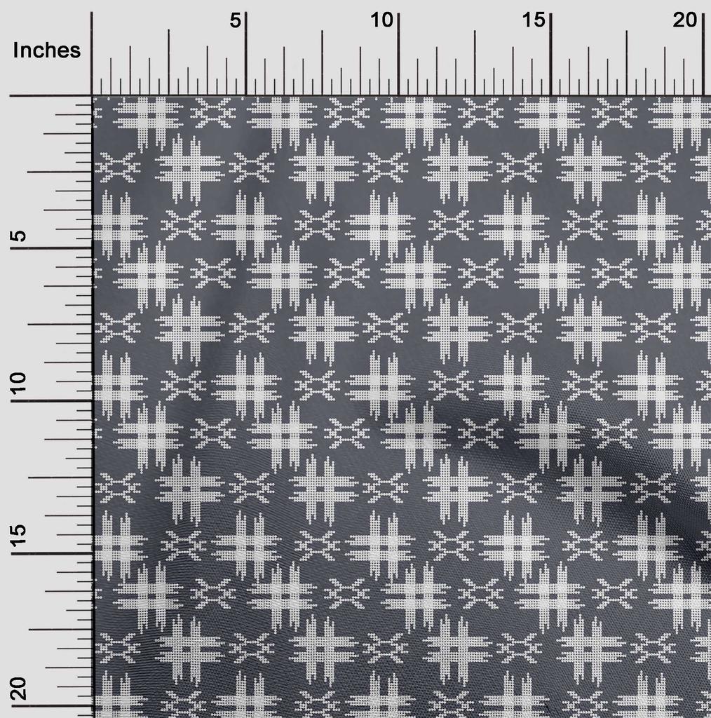 oneOone Tissu Coton Flex Imprimé Kasuri à Carreaux Tissu au Mètre Largeur 40 Pouces