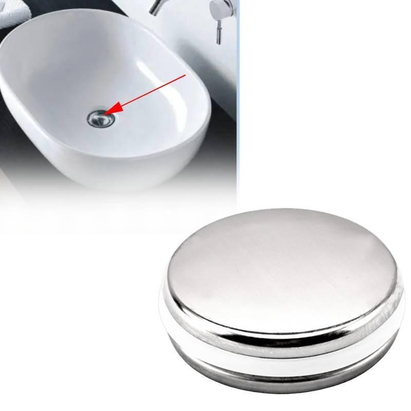 Stainless Steel Flip Top Sink Plug With Black Seal Ring Ideal For Modern Bathrooms And Washbasins