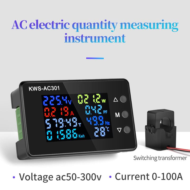 KWS-AC301 Digital Voltmeter Electricity Power Meter Wattmeter Energy Analyzers  AC 50-300V Voltage Detector 0-100A 50-60HZ