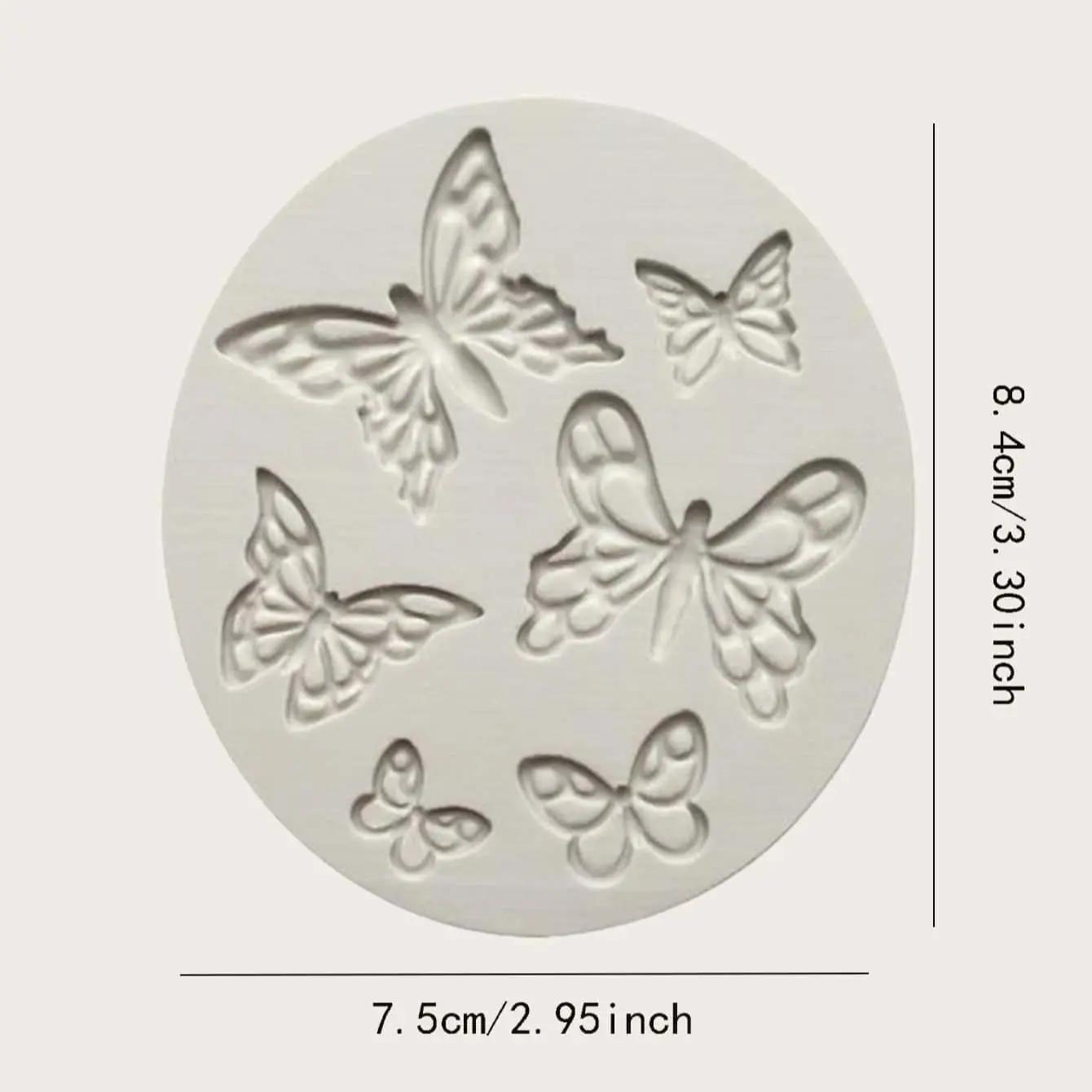 

1 шт.-Много бабочек Летающие Декоративный Цветочный узор Силиконовая форма Выпечка Торт Печенье Текстура Принт Мат Капельный клей белый