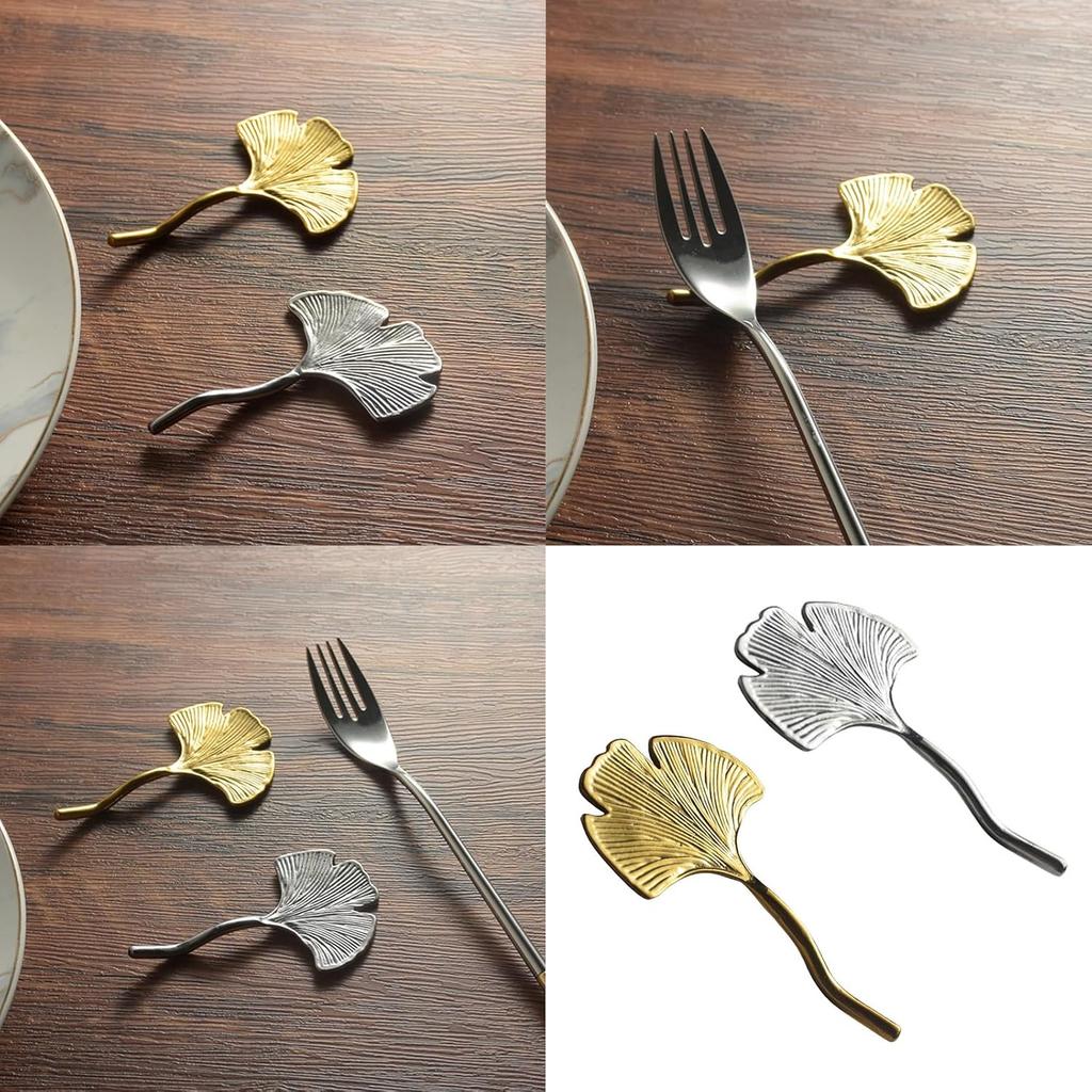 Stainless Steel Chopstick Holder Ginkgos Leaf Shaped Spoon Rest For Dining Table Cutlery Support Tableware Stand