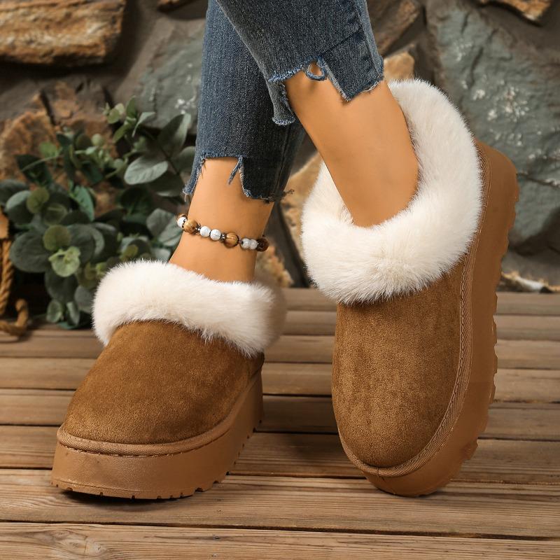 Mao Mao snow boots women's winter new thick-soled short tube thickened one-pedal lazy large-size cotton boots