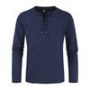 Mens Long Sleeve Cotton Linen Blouse Loose Henley V-Neck Tops T Shirts Blouse