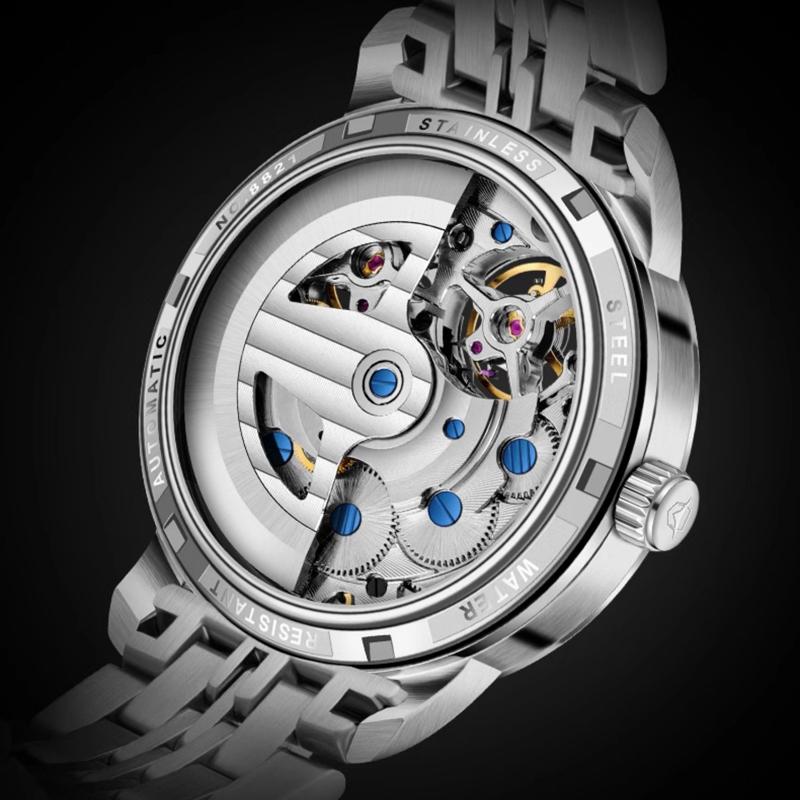 Super Cool Black Steel Double Tourbillon Men's Watches Independent Seconds Automatic Mechanical Watch Men Fashion Relogio