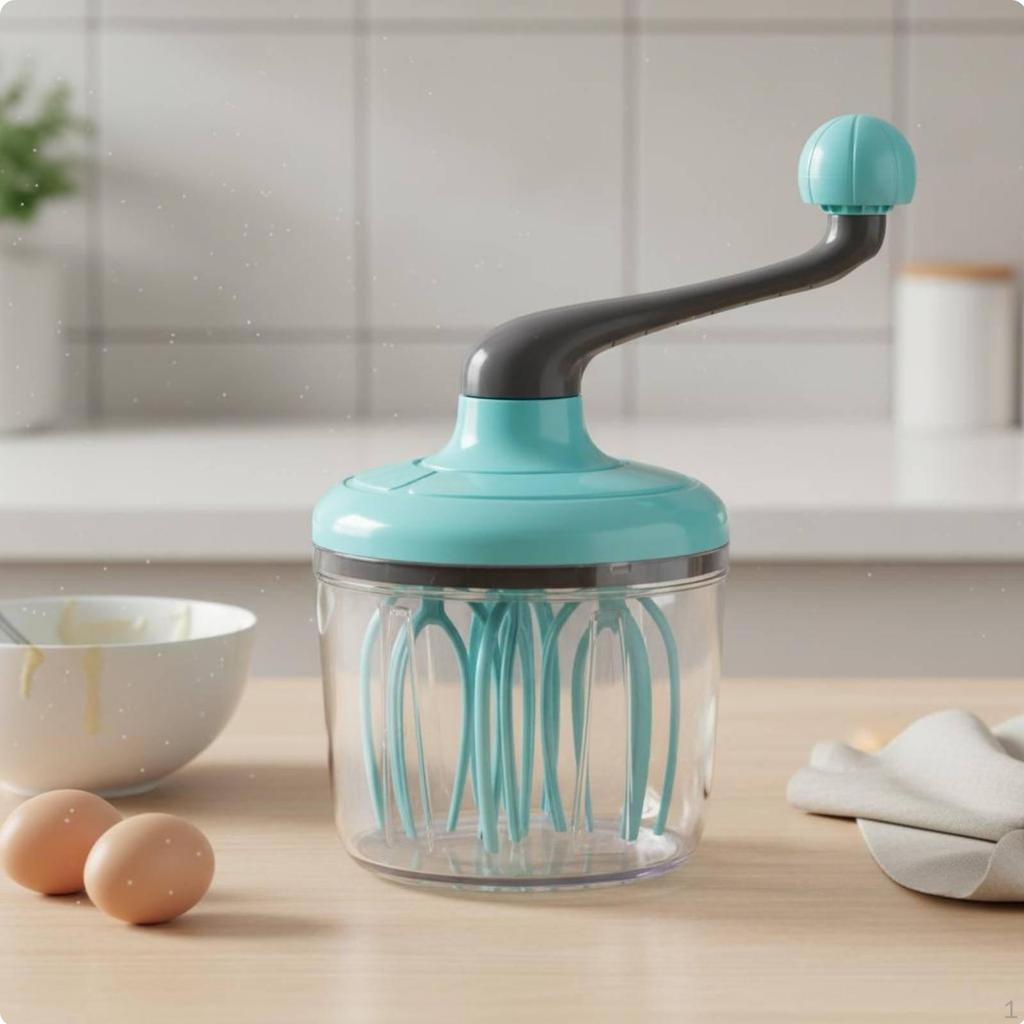 Hand Crank Egg Beater Easy to Clean Manual Rotary Whisk Comfortable Grip Mixer with Container